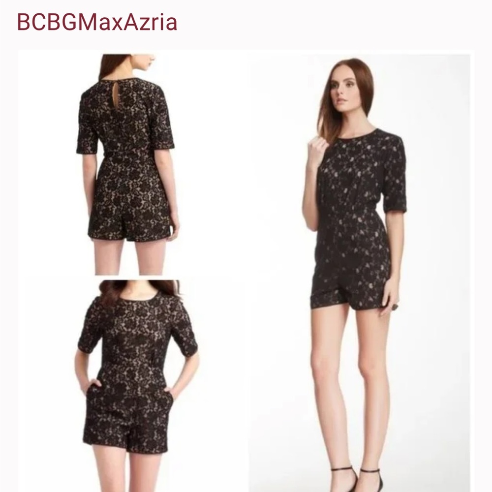 BCBG Haile Black Lace Romper